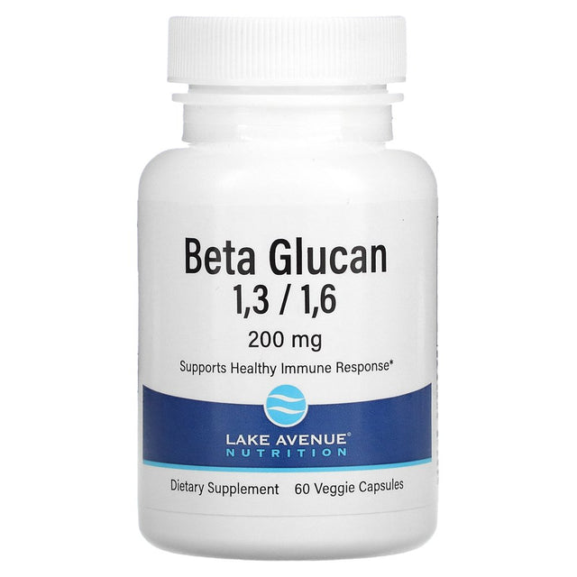 Beta Glucan by Lake Avenue Nutrition - Polysaccharide Supplement - Provides Immune Support & Promotes Wellness - Vegetarian Friendly - Gluten Free, Non-Gmo - 200 Mg - 60 Veggie Capsules