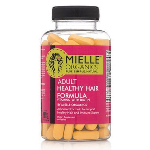 Mielle Organics Adult Healthy Hair Vitamins with Biotin Tablets 60 Ea, 2 Pack