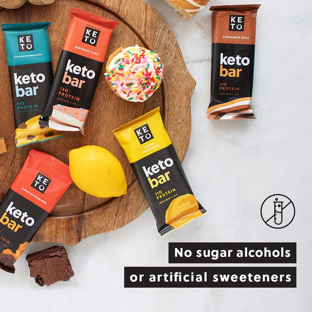 Perfect Keto Bars - the Cleanest Keto Snacks with Collagen and MCT. No Added Sugar, Keto Diet Friendly - 2G Net Carbs, 19G Fat, 10G Protein - Keto Diet Food Dessert (Almond Butter Brownie, 12 Bars)