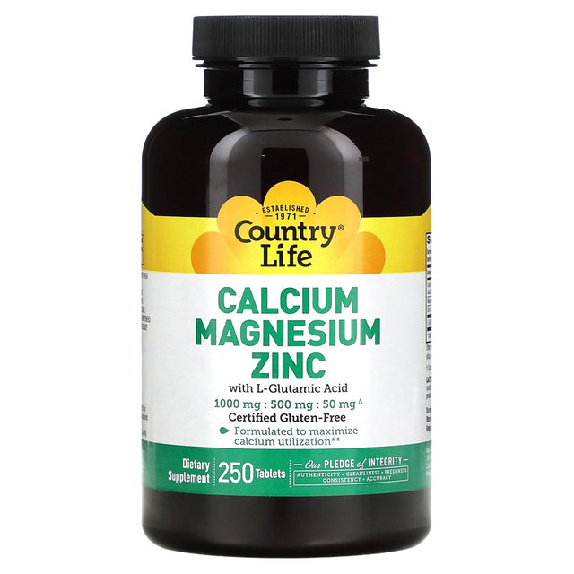 Calcium Magnesium Zinc, 250 Tablets, Country Life