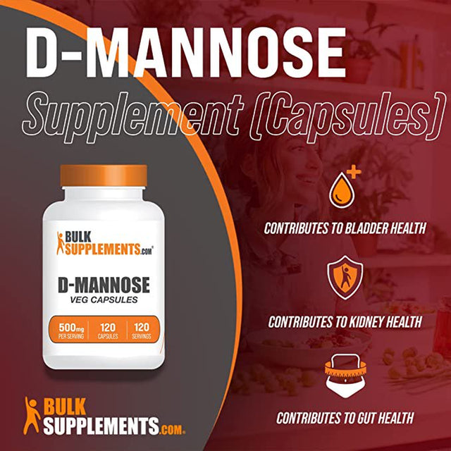 Bulksupplements.Com D-Mannose Capsules, 500Mg - Bladder & Immune Support (120 Veg Capsules - 120 Serv)