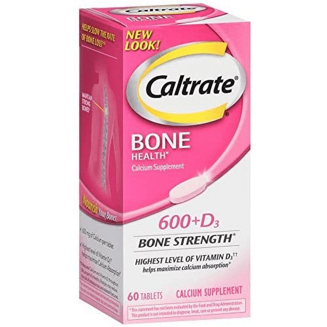 Caltrate 600 + D3 Calcium & Vitamin D3 Supplement, 60 Tablets Each