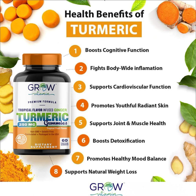 Curcuwell Turmeric Curcumin Gummies with Ginger - Helps Support Healthy Joints, Inflammation, and Digestive Health & Immunity + - Vegan, Chewable, Natural Dietary Supplement for Men & Women (60 Count)