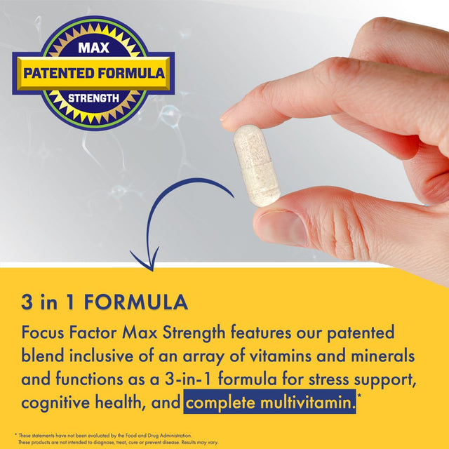 Focus Factor Max Strength - Brain Health Supplement + Multivitamin, Unisex 120Ct