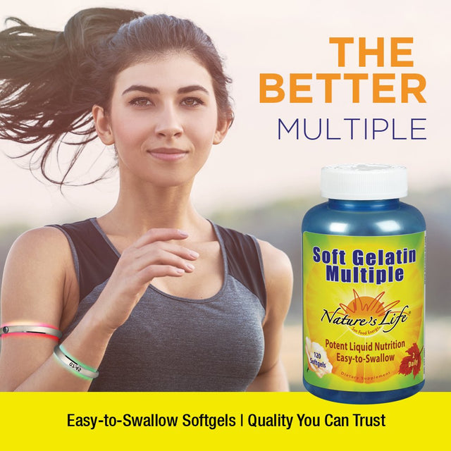 Nature'S Life Soft Gelatin Multiple | Complete Daily Multivitamin & Mineral Supplement with Iron | 120 Easy-To-Swallow Softgels | 2-Month Supply