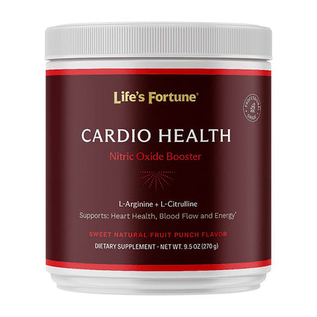 Life'S Fortune Cardio Health-Blood Pressure Supplements, Natural Fruit Punch Flavor, Nitric Oxide Booster, L-Arginine, L-Citrulline, Complete Cardiovascular Support, Vegan, Non-Gmo