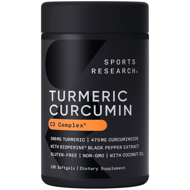 Sports Research Turmeric Curcumin, C3 Complex, 500 Mg, 120 Softgels