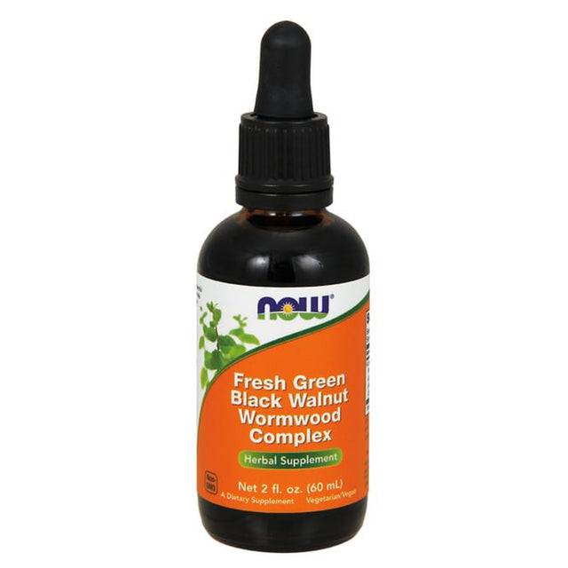 NOW Supplements, Green Black Walnut Wormwood Complex Liquid with Dropper, Herbal Supplement, 2-Ounce