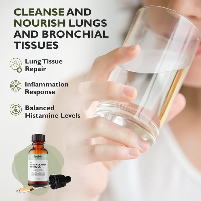 The Lung Cleanse Formula: Powerful Total Lung Detox - Optimize Lung Function - Sinus, Mucus, Bronchial Decongestant - Natural 3 Target Herbs - Lobelia, Lungwort, Plantain - 60 Servings, 2 Fl Oz