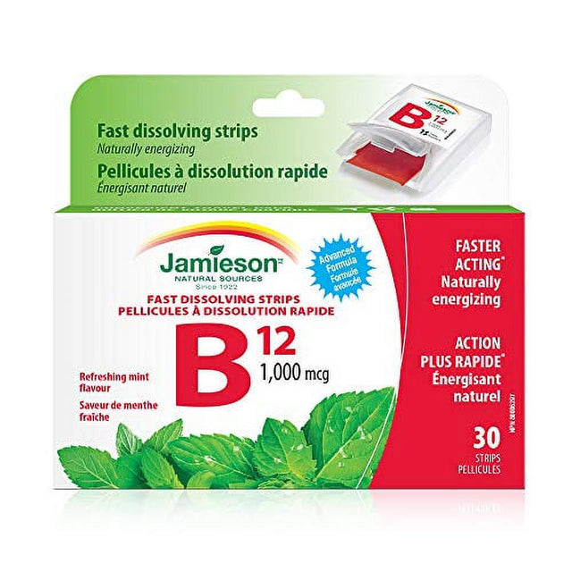 Jamieson Vitamin B12 1,000 Mcg Fast Dissolving Strips, 30 Strips