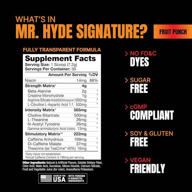 PROSUPPS Mr. Hyde Signature Series Pre-Workout Energy Drink – Intense Sustained Energy, Focus & Pumps with Beta Alanine, Creatine, Nitrosigine & Teacrine (30 Servings Lollipop Punch)