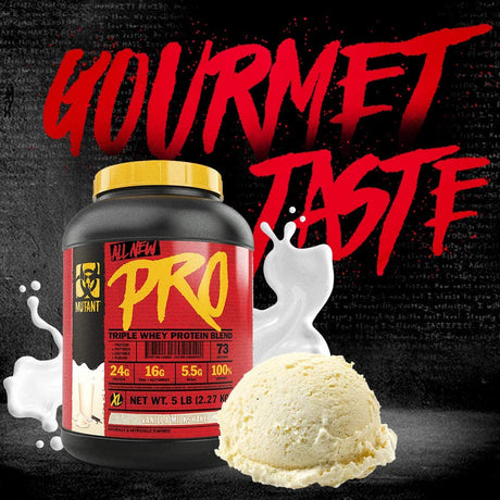 Mutant Pro - Triple Whey Protein Powder Supplement - Time-Released for Enhanced Amino Acid Absorption - Decadent Gourmet Flavors (Vanilla Milkshake, 5 Lbs)