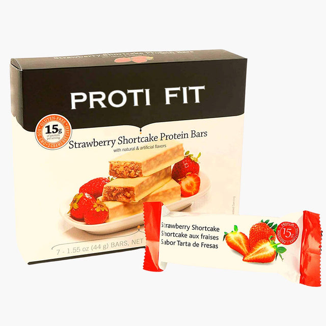 Proti Fit - Low-Carb Protein Bars, Low-Calorie Snacks for Weight Loss and Healthy Meals (Strawberry Shortcake, 1 Pack)