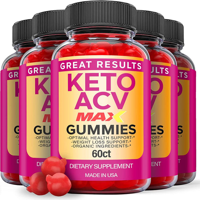 (5 Pack) Great Results Max Keto ACV Gummies - Supplement for Weight Loss - Energy & Focus Boosting Dietary Supplements for Weight Management & Metabolism - Fat Burn - 300 Gummies