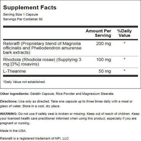 Lifetime Vitamins Calm & Calmer Relora 60 Caps