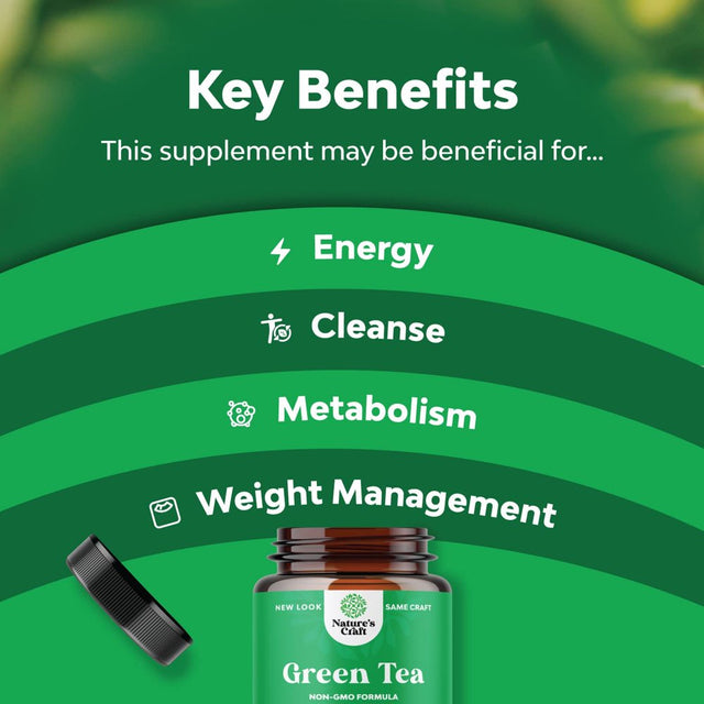 Green Tea Extract Capsules - Pure Extract - Weight Loss Pills - Burn Belly Fat - Metabolism Booster - Lose Weight Fast - for Men and Women Natural Detox Cleanse