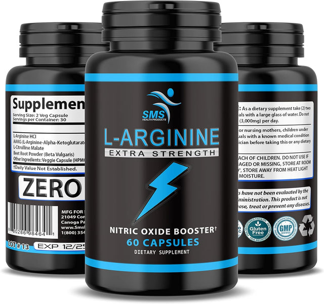 L-Arginine Capsules by SMS for Protein Building & Nitric Oxide Boosts | Beet Root Powder for Vascularity & Growth | 60 Veggie Capsules