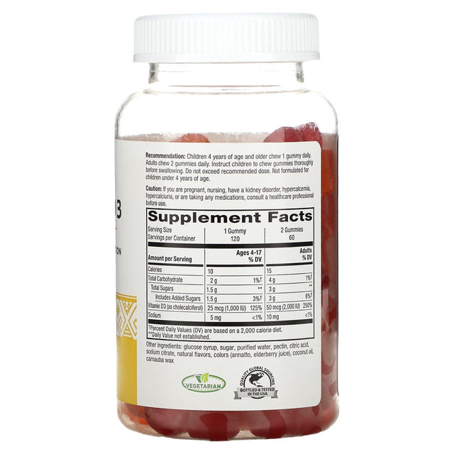 Nature'S Way Vitamin D3 Gummies - Mixed Fruit 120 Gummies