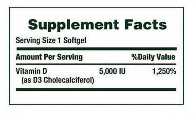 Nature'S Bounty Vitamin D3 125 Mcg, 400 Softgels