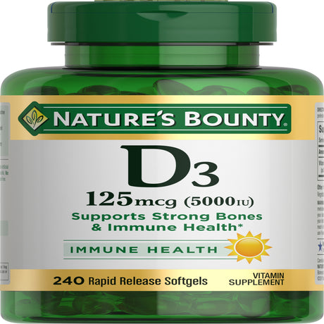 Nature’S Bounty Vitamin D3 5000 IU Softgels for Bone & Immune Support, 240 Ct