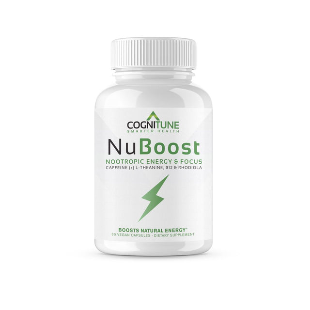 Nu Boost - Caffeine Pills with L-Theanine, Rhodiola Rosea, Vitamin B12 & Bioperine, Jitter-Free Energy & Focus Supplement, 60 Servings