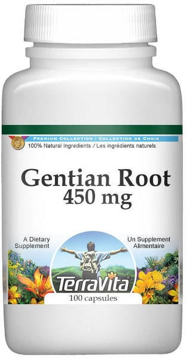 Terravita Gentian Root - 450 Mg, (100 Capsules, 1-Pack, Zin: 511297)