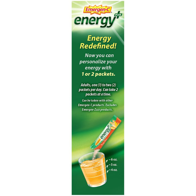 Emergen-C Energy+, with B Vitamins, Vitamin C and Natural Caffeine from Green Tea (8 Count, Mango Peach Flavor) Dietary Supplement Drink Mix, 0.33 Ounce Powder Packets