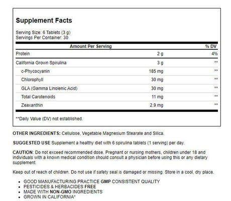 Zhou Spirulina 3,000 Mg 180 Tabs