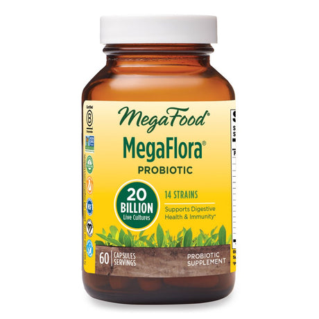 Megafood, Megaflora, Probiotic Supplement with 20 Billion CFU, 60 Servings (60 Capsules)