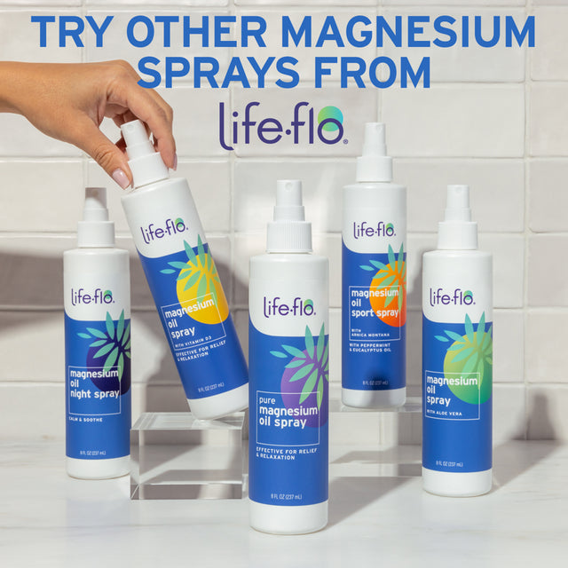 Life-Flo Magnesium Oil Night Spray | Magnesium Chloride from Zechstein Seabed | Massage onto Tired Muscles for Relaxation | with Arnica & Lavender | 8Oz