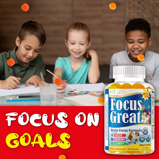 Focus Great Kids Brain Booster Focus Gummies Vitamin Supplement, Boost Focus Memory 60Ct by America'S Best Deals