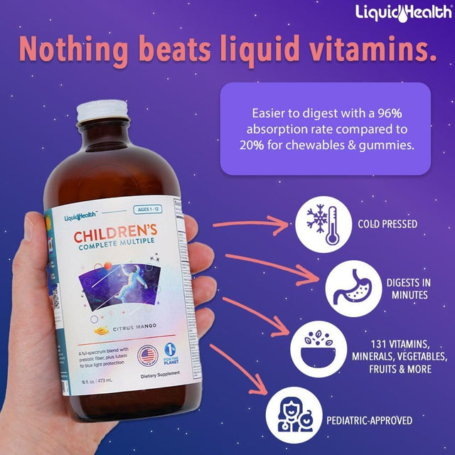 LIQUIDHEALTH Children’S Complete Vitamin C Multivitamin Liquid Vitamins for Kids, 16 Fl Oz