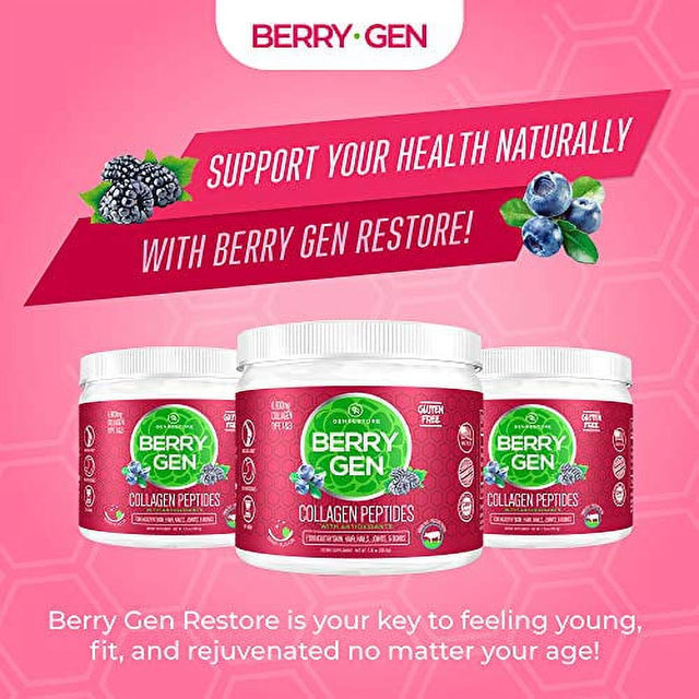 Berry Gen: Restore Collagen Powder with Antioxidants from Blackberry and Blueberry Extracts - 30 Servings - Natural Dual Action Formula - Supports Joints, Hair, Skin, and Nails - Made in the USA