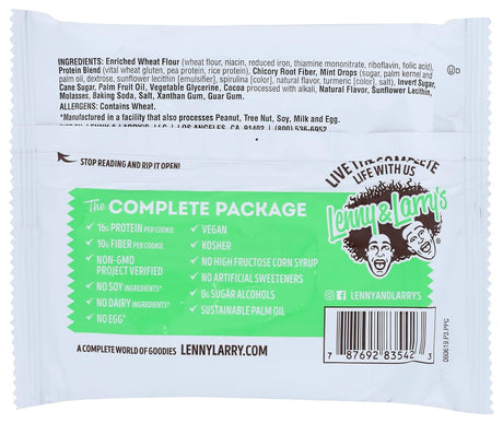 Lenny & Larry'S the Complete Cookie, Choc-O-Mint, 16G Plant-Based Protein, Vegan, Non-Gmo, 4 Oz (Pack of 12)