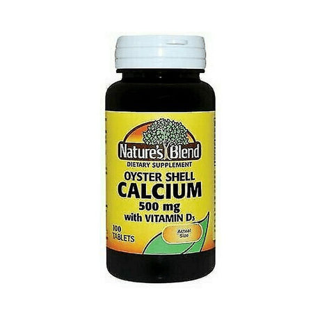 Nature'S Blend Oyster Shell Calcium 500Mg with D3 Vitamin D3, 100 Ct, 6 Pack