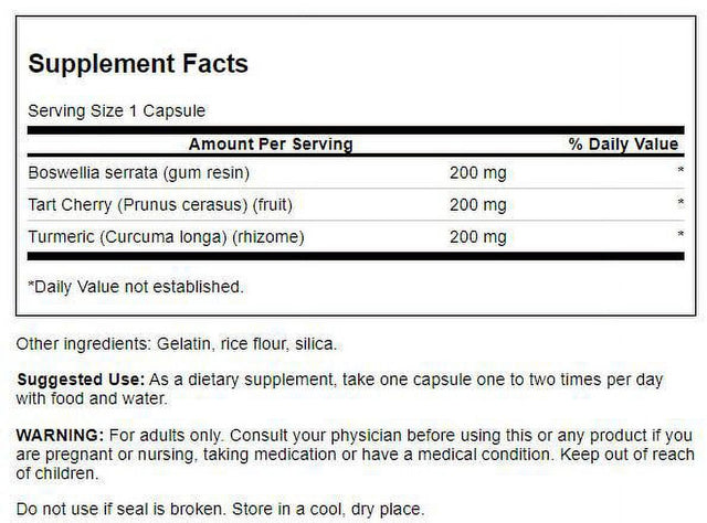 Swanson Turmeric, Boswellia and Tart Cherry 60 Capsules