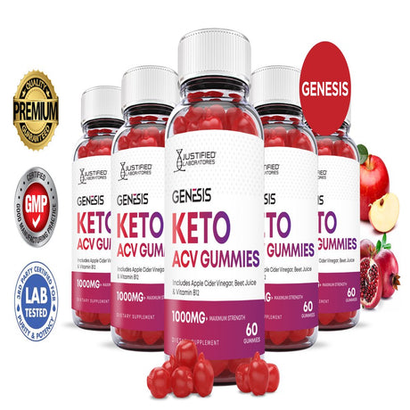 (5 Pack) Genesis Keto ACV Gummies 1000MG Dietary Supplement 300 Gummys