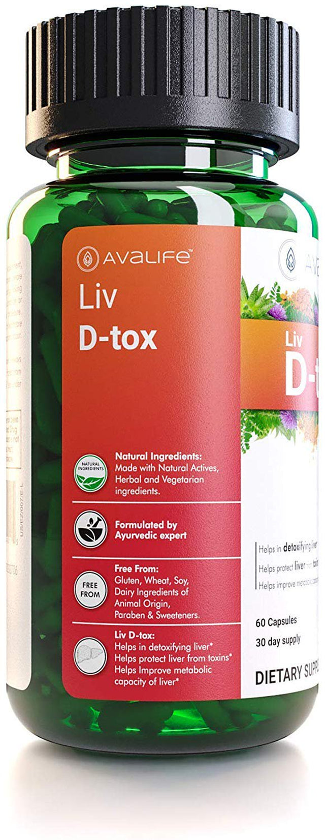 Avalife Liv D-Tox - Ultimate Liver Cleanse & Detox Formula for Men & Women - Gluten Free, Vegan & Non-Gmo - 60 Capsules