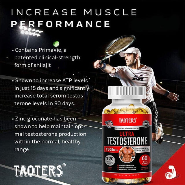 TAOTERS Natural Testosterone Booster - Increase Energy, Improve Muscle Strength & Growth