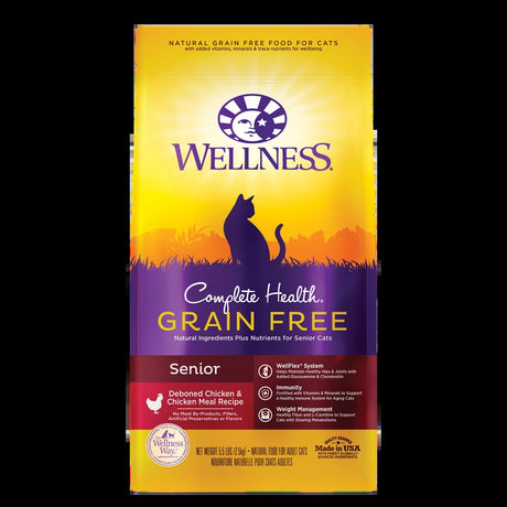 Wellness Complete Health Grain Free Senior Dry Cat Food, 5 Pound Bag