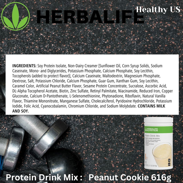 Herbalifeprotein Drink Mix: Peanut Cookie 616 G, Nutrient Dense Healthy Snack, Protein Booster, Sustains Energy and Satisfies Hunger, High Protein, 616G