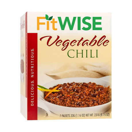 FITWISE - High Protein Entrees, Low Calorie, Low Fat, Low Cholesterol, Low Sugar, KETO Diet Friendly, Ideal Protein Compatible, 7 Servings per Box (Vegetable Chili)