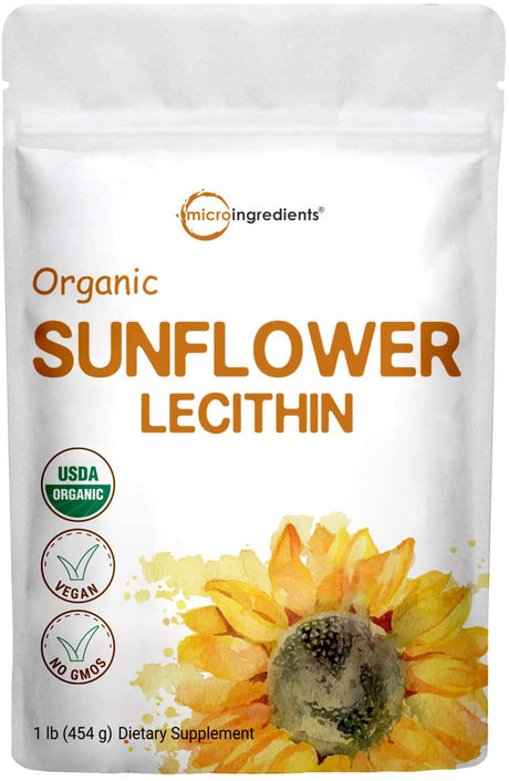 Certified Organic Sunflower Lecithin Powder,1 Pound, Rich in Phosphatidyl Choline, Non GMO