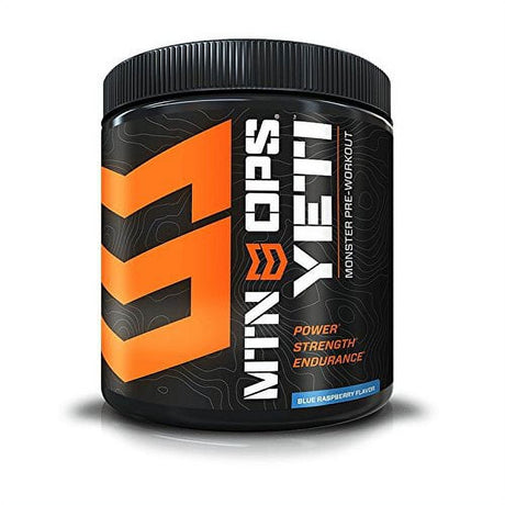 MTN OPS Yeti Monster Pre-Workout Powder Energy Drink, 30 Serving Tub, Blue Raspb