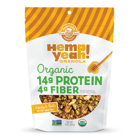 Manitoba Harvest Hemp Yeah! Granola, Honey & Oats, 10Oz, with 14 G of Protein, 3.5 G Omegas 3 & 6, 4 G of Fiber and Less than 10 G Sugar per Serving, Organic, Non-Gmo, (Pack of 6) Packaging May Vary