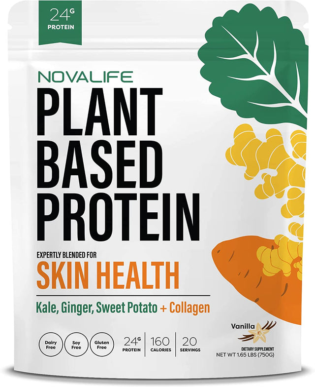 Novalife Organic Skin Health Vanilla Plant Protein Powder, 1.65 Pounds