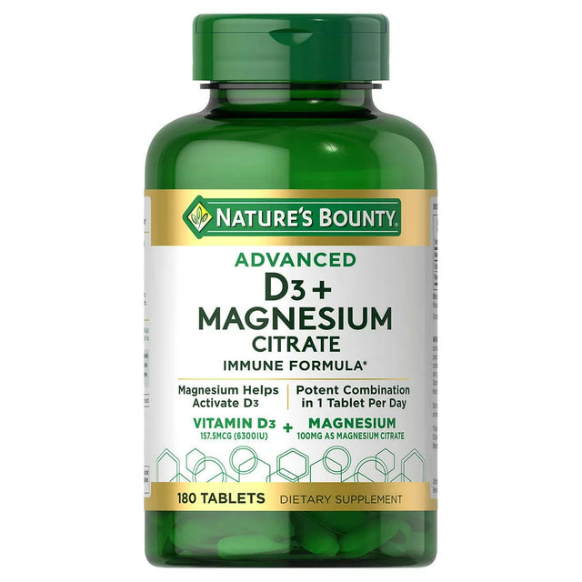 Nature'S Bounty Advanced D3 + Magnesium Citrate Immune Formula, 180 Tablets