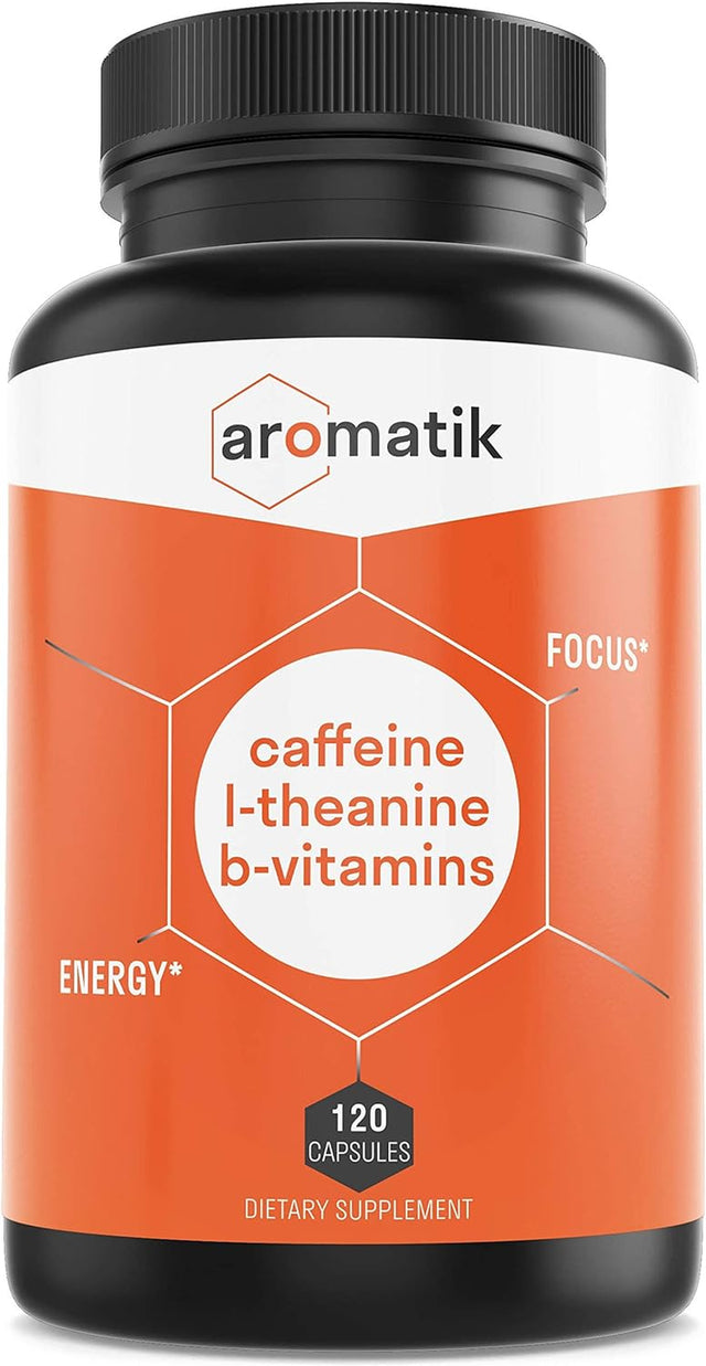 Caffeine L-Theanine Focus Supplement | Caffeine (100 Mg) + L-Theanine (200 Mg) + B Vitamins | Energy Focus Cognition | USA Made at FDA Registered Facility | Vegan Capsules | 120 Servings