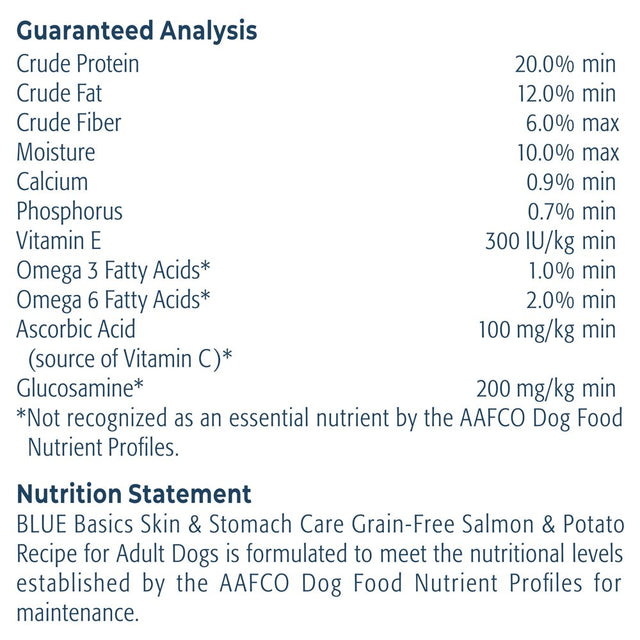 Blue Buffalo Basics Skin & Stomach Care Salmon and Potato Dry Dog Food for Adult Dogs, Grain-Free, 4 Lb. Bag