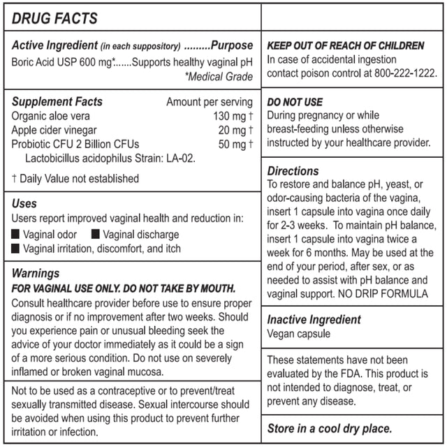 Kushae Boric Acid Suppositories with 1 Applicator, OB/GYN Made, All-Natural, Non-Irritating, 21 Ct